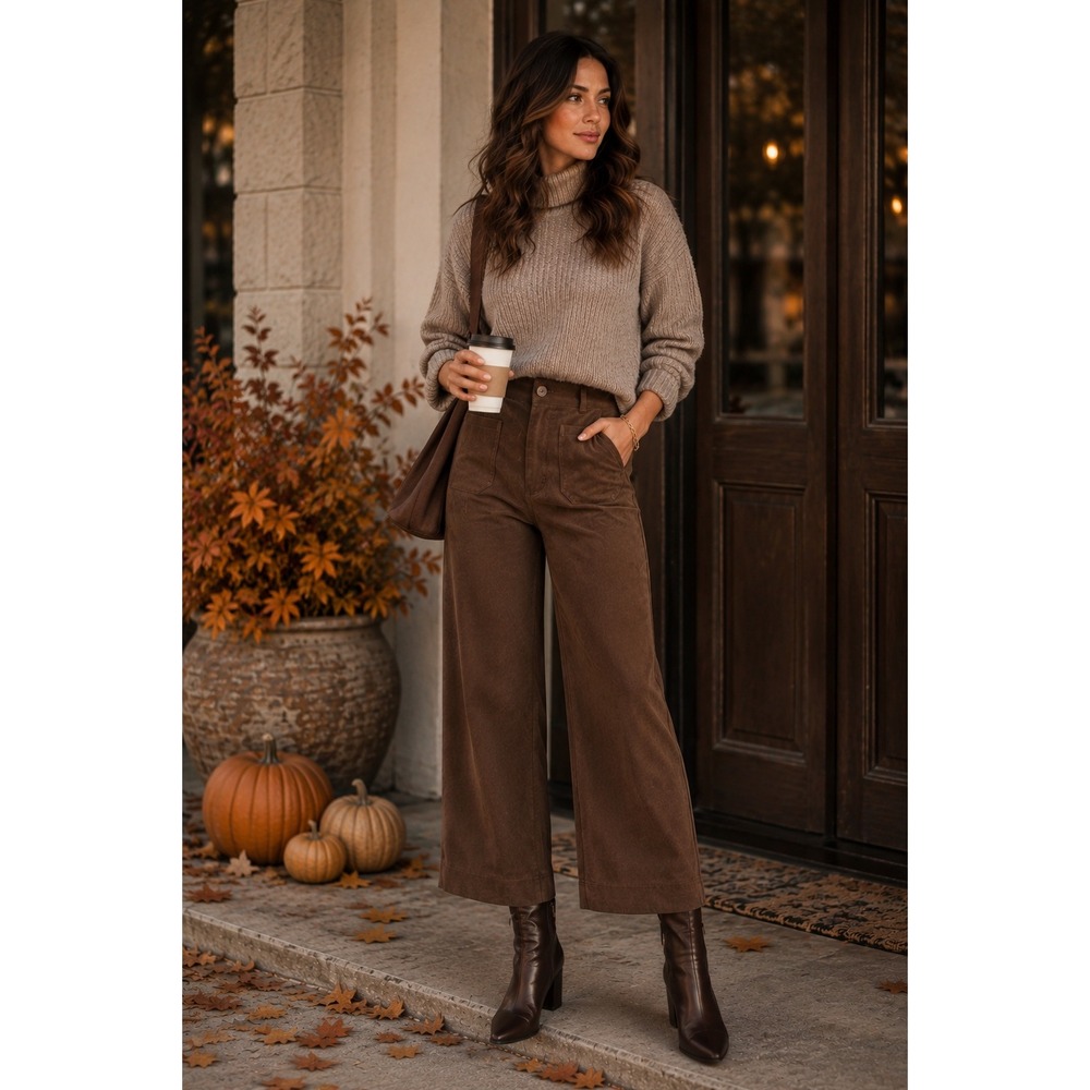 Maeve Anthropologie The Colette Fall Brown Faux Suede Wide Leg Pants 32 NEW